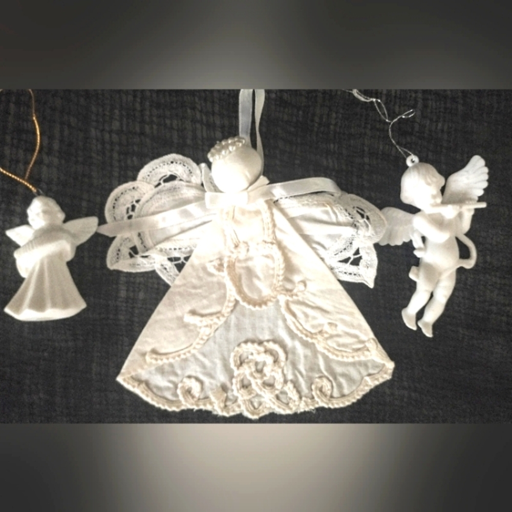 Currarated Group White Angel Vintage Christmas Ornaments